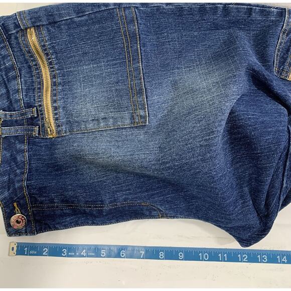 Old Skool Jeans Womens Plus Sz 22 Drawstring Side Bottom Blue‎ Denim Zip Pockets - Picture 7 of 14